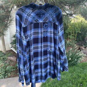 Johnny Was Women's Jazmine Quarter-Zip Plaid Tunic Shirt